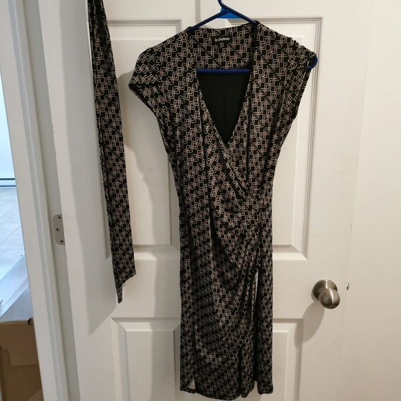 XS black and brown midi dress - Picture 1 of 1